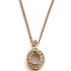 Authentic Christian Dior Vintage Crystal Oval Pendant Necklace